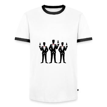 Groom Wedding Bachelor Party - Men's Ringer Shirt - white/black - Front - AI Model Female 172 light (172cm) & AI Model Male 178 dark (178cm)