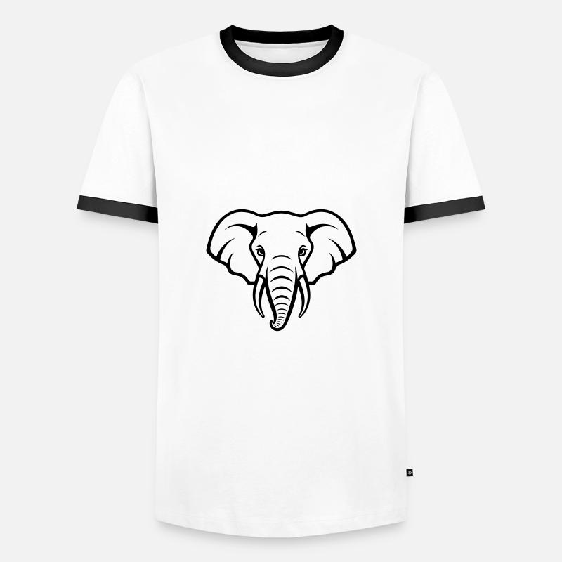 Elephant head - Men's Ringer Shirt - white/black