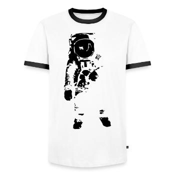 Astronaut - Space - Men's Ringer Shirt - white/black - Front - AI Model Female 172 light (172cm) & AI Model Male 178 dark (178cm)