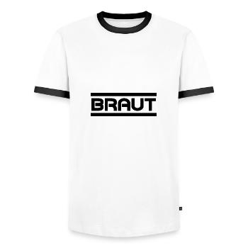 Bride / Hen Party / Party / Celebration - Men's Ringer Shirt - white/black - Front - AI Model Female 172 light (172cm) & AI Model Male 178 dark (178cm)