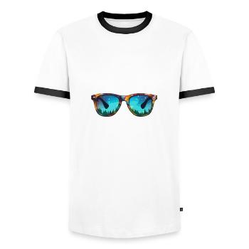 Sunglasses / Reflection / Forest / Reflection - Men's Ringer Shirt - white/black - Front - AI Model Female 172 light (172cm) & AI Model Male 178 dark (178cm)