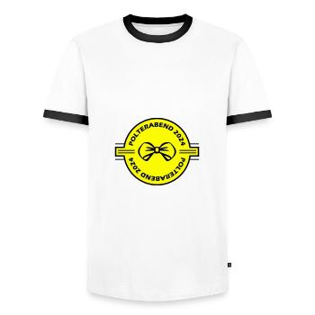 Bachelor Party 2024 - Men's Ringer Shirt - white/black - Front - AI Model Female 172 light (172cm) & AI Model Male 178 dark (178cm)