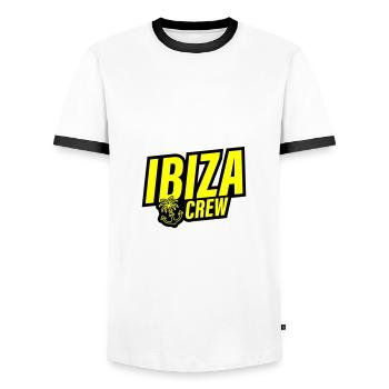 Ibiza Crew Anchor Palm Tree Heart Love - Men's Ringer Shirt - white/black - Front - AI Model Female 172 light (172cm) & AI Model Male 178 dark (178cm)
