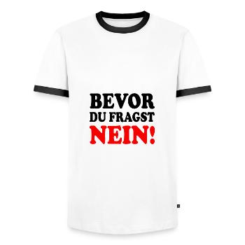Bevor du fragst nein - Männer Kontrast-T-Shirt - Weiß/Schwarz - Vorne - AI Model Female 172 light (172cm) & AI Model Male 178 dark (178cm)