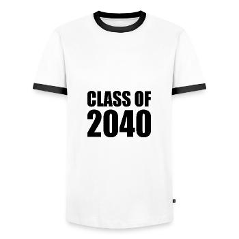 Class of 2040 - Männer Kontrast-T-Shirt - Weiß/Schwarz - Vorne - AI Model Female 172 light (172cm) & AI Model Male 178 dark (178cm)