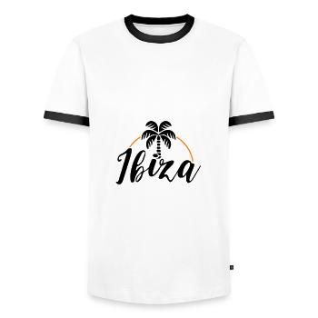 Ibiza Palm - T-shirt contrasté Homme - blanc/noir - Devant - AI Model Female 172 light (172cm) & AI Model Male 178 dark (178cm)