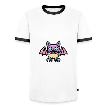 Fledermaus Halloween Comic Lustig - Männer Kontrast-T-Shirt - Weiß/Schwarz - Vorne - AI Model Female 172 light (172cm) & AI Model Male 178 dark (178cm)