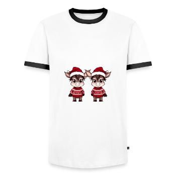 Esel Weihnachten Team - Männer Kontrast-T-Shirt - Weiß/Schwarz - Vorne - AI Model Female 172 light (172cm) & AI Model Male 178 dark (178cm)
