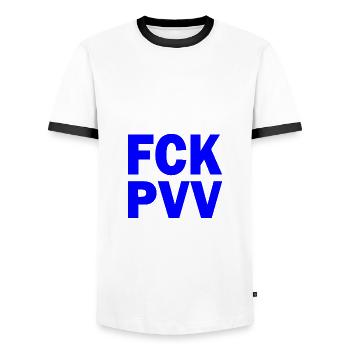 Fck pvv - T-shirt contrasté Homme - blanc/noir - Devant - AI Model Female 172 light (172cm) & AI Model Male 178 dark (178cm)