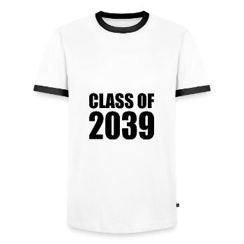 Class of 2039 - Männer Kontrast-T-Shirt - Weiß/Schwarz - Vorne - AI Model Female 172 light (172cm) & AI Model Male 178 dark (178cm)