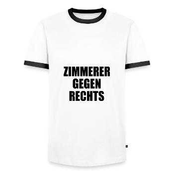 Zimmerer gegen rechts - Männer Kontrast-T-Shirt - Weiß/Schwarz - Vorne - AI Model Female 172 light (172cm) & AI Model Male 178 dark (178cm)