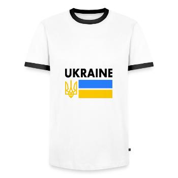 Ukraine - Men's Ringer Shirt - white/black - Front - AI Model Female 172 light (172cm) & AI Model Male 178 dark (178cm)
