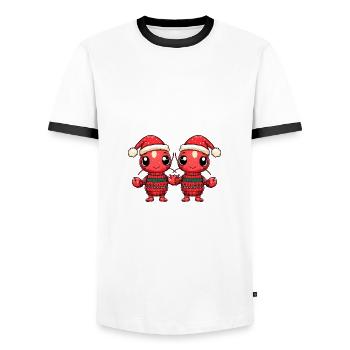 Lobster Crab Christmas Team - Men's Ringer Shirt - white/black - Front - AI Model Female 172 light (172cm) & AI Model Male 178 dark (178cm)