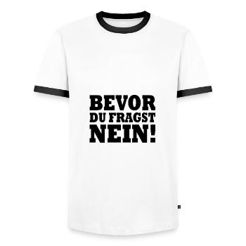 Bevor du fragst nein - Männer Kontrast-T-Shirt - Weiß/Schwarz - Vorne - AI Model Female 172 light (172cm) & AI Model Male 178 dark (178cm)