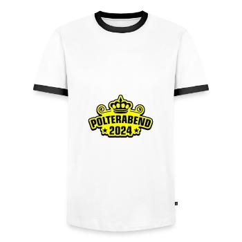 Bachelor Party 2024 - Men's Ringer Shirt - white/black - Front - AI Model Female 172 light (172cm) & AI Model Male 178 dark (178cm)