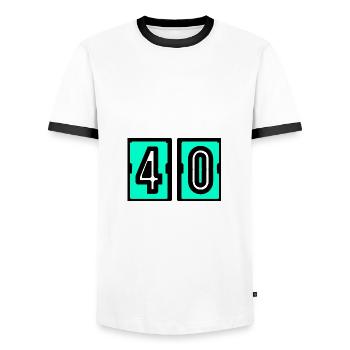 40. 40. GEBURTSTAG. GEBURTSTAG 40 JAHRE. 40 - Männer Kontrast-T-Shirt - Weiß/Schwarz - Vorne - AI Model Female 172 light (172cm) & AI Model Male 178 dark (178cm)