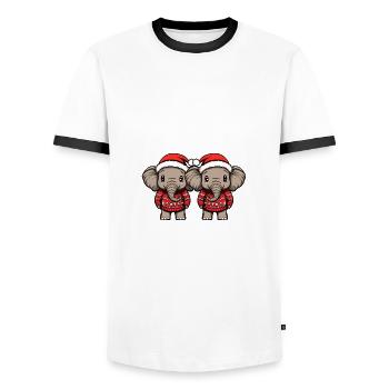Mammut Weihnachten Team - Männer Kontrast-T-Shirt - Weiß/Schwarz - Vorne - AI Model Female 172 light (172cm) & AI Model Male 178 dark (178cm)