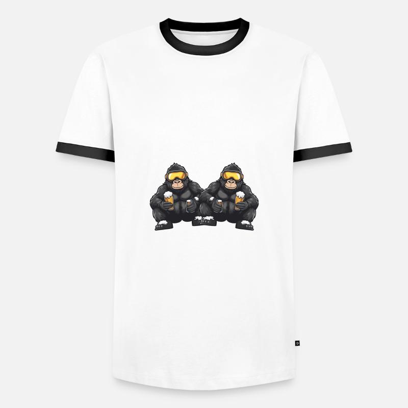 Gorilla Ski Team Bier - Männer Kontrast-T-Shirt - Weiß/Schwarz