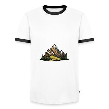 Paysage De Montagnes - T-shirt contrasté Homme - blanc/noir - Devant - AI Model Female 172 light (172cm) & AI Model Male 178 dark (178cm)