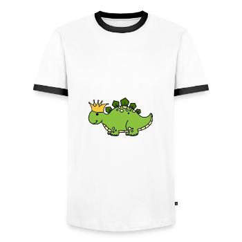 Dino couronne roi - T-shirt contrasté Homme - blanc/noir - Devant - AI Model Female 172 light (172cm) & AI Model Male 178 dark (178cm)