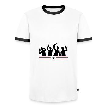 Junggesellenabschied Party Gruppe - Männer Kontrast-T-Shirt - Weiß/Schwarz - Vorne - AI Model Female 172 light (172cm) & AI Model Male 178 dark (178cm)