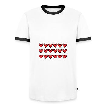 HEART. HEARTS. VALENTINE'S DAY. LOVE. LOVE. HEART - Men's Ringer Shirt - white/black - Front - AI Model Female 172 light (172cm) & AI Model Male 178 dark (178cm)
