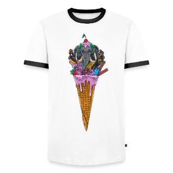 Meltinggod - Männer Kontrast-T-Shirt - Weiß/Schwarz - Vorne - AI Model Female 172 light (172cm) & AI Model Male 178 dark (178cm)