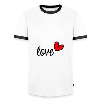 LIEBE. GERADE VERHEIRATET. VALENTINSTAG. JUNGGESELLINNENABSCHIED - Männer Kontrast-T-Shirt - Weiß/Schwarz - Vorne - AI Model Female 172 light (172cm) & AI Model Male 178 dark (178cm)
