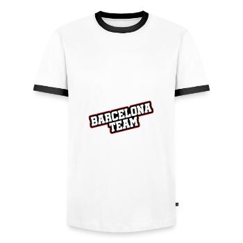 Barcelona Stadt Team - Männer Kontrast-T-Shirt - Weiß/Schwarz - Vorne - AI Model Female 172 light (172cm) & AI Model Male 178 dark (178cm)