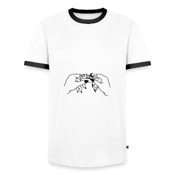 Frau Joint Universum - Männer Kontrast-T-Shirt - Weiß/Schwarz - Vorne - AI Model Female 172 light (172cm) & AI Model Male 178 dark (178cm)