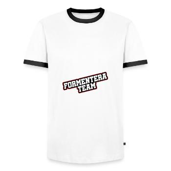 Formentera Team - Men's Ringer Shirt - white/black - Front - AI Model Female 172 light (172cm) & AI Model Male 178 dark (178cm)