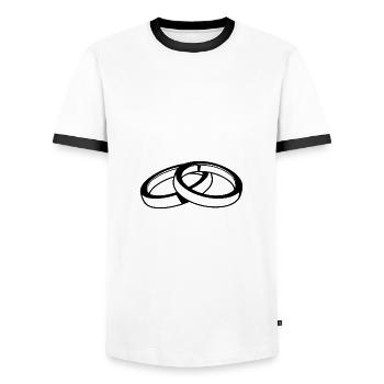 Symbole des alliances - T-shirt contrasté Homme - blanc/noir - Devant - AI Model Female 172 light (172cm) & AI Model Male 178 dark (178cm)