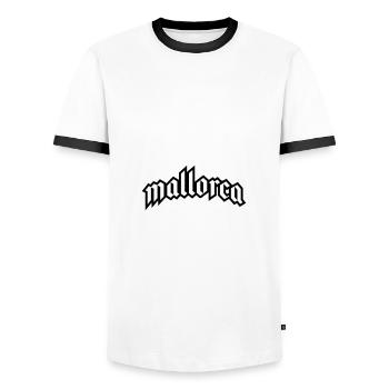 Mallorca Font - Men's Ringer Shirt - white/black - Front - AI Model Female 172 light (172cm) & AI Model Male 178 dark (178cm)