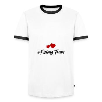 Cœur d’équipe de pêche - T-shirt contrasté Homme - blanc/noir - Devant - AI Model Female 172 light (172cm) & AI Model Male 178 dark (178cm)