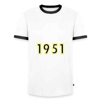 1951 Year Birthday - Men's Ringer Shirt - white/black - Front - AI Model Female 172 light (172cm) & AI Model Male 178 dark (178cm)