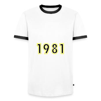 1981 Jahr Geburtstag - Männer Kontrast-T-Shirt - Weiß/Schwarz - Vorne - AI Model Female 172 light (172cm) & AI Model Male 178 dark (178cm)