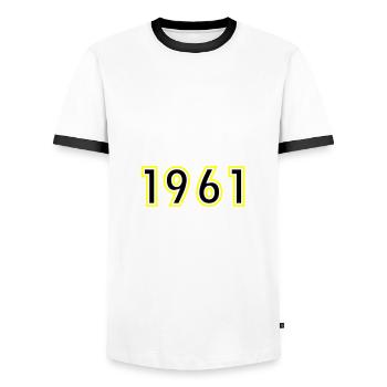 1961 Year Birthday - Men's Ringer Shirt - white/black - Front - AI Model Female 172 light (172cm) & AI Model Male 178 dark (178cm)