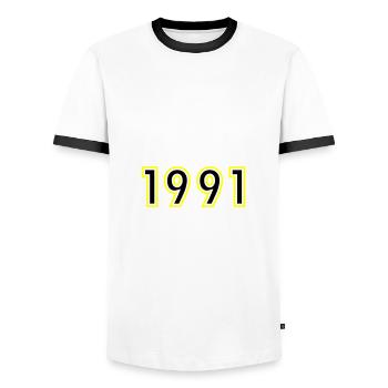 1991 Year Birthday - Men's Ringer Shirt - white/black - Front - AI Model Female 172 light (172cm) & AI Model Male 178 dark (178cm)