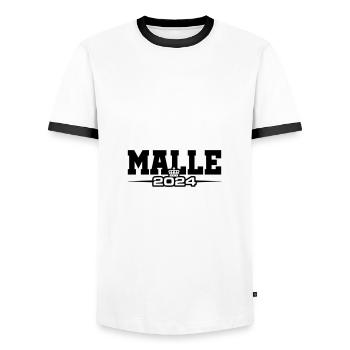 Malle 2024 Mallorca Krone - Men's Ringer Shirt - white/black - Front - AI Model Female 172 light (172cm) & AI Model Male 178 dark (178cm)