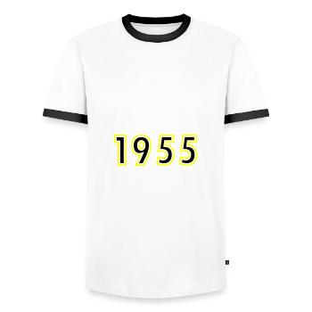 1955 Jahr Geburtstag - Männer Kontrast-T-Shirt - Weiß/Schwarz - Vorne - AI Model Female 172 light (172cm) & AI Model Male 178 dark (178cm)