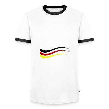 Deutschland Fahne Linie - Männer Kontrast-T-Shirt - Weiß/Schwarz - Vorne - AI Model Female 172 light (172cm) & AI Model Male 178 dark (178cm)