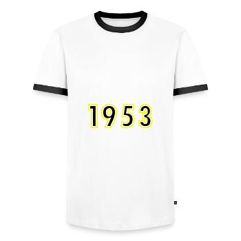 1953 Jahr Geburtstag - Männer Kontrast-T-Shirt - Weiß/Schwarz - Vorne - AI Model Female 172 light (172cm) & AI Model Male 178 dark (178cm)