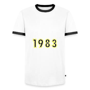 1983 Année Anniversaire - T-shirt contrasté Homme - blanc/noir - Devant - AI Model Female 172 light (172cm) & AI Model Male 178 dark (178cm)