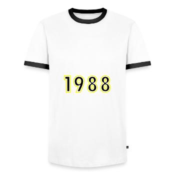 1988 Jahr Geburtstag - Männer Kontrast-T-Shirt - Weiß/Schwarz - Vorne - AI Model Female 172 light (172cm) & AI Model Male 178 dark (178cm)