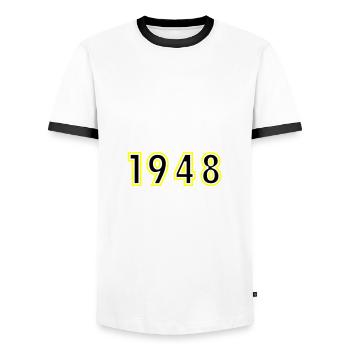 1948 Jahr Geburtstag - Männer Kontrast-T-Shirt - Weiß/Schwarz - Vorne - AI Model Female 172 light (172cm) & AI Model Male 178 dark (178cm)