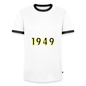 1949 Jahr Geburtstag - Männer Kontrast-T-Shirt - Weiß/Schwarz - Vorne - AI Model Female 172 light (172cm) & AI Model Male 178 dark (178cm)