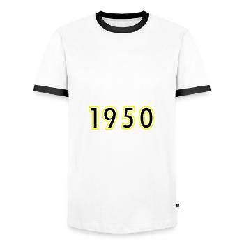 1950 Jahr Geburtstag - Männer Kontrast-T-Shirt - Weiß/Schwarz - Vorne - AI Model Female 172 light (172cm) & AI Model Male 178 dark (178cm)