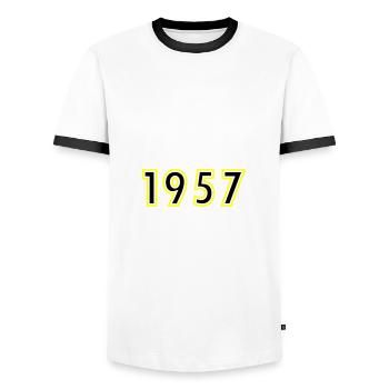 1957 Year Birthday - Men's Ringer Shirt - white/black - Front - AI Model Female 172 light (172cm) & AI Model Male 178 dark (178cm)