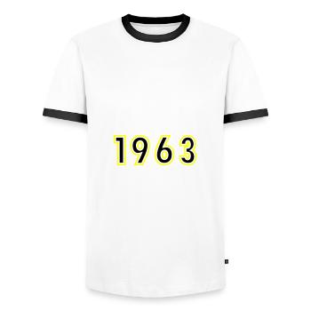 1963 Année Anniversaire - T-shirt contrasté Homme - blanc/noir - Devant - AI Model Female 172 light (172cm) & AI Model Male 178 dark (178cm)