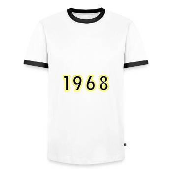 1968 Jahr Geburtstag - Männer Kontrast-T-Shirt - Weiß/Schwarz - Vorne - AI Model Female 172 light (172cm) & AI Model Male 178 dark (178cm)